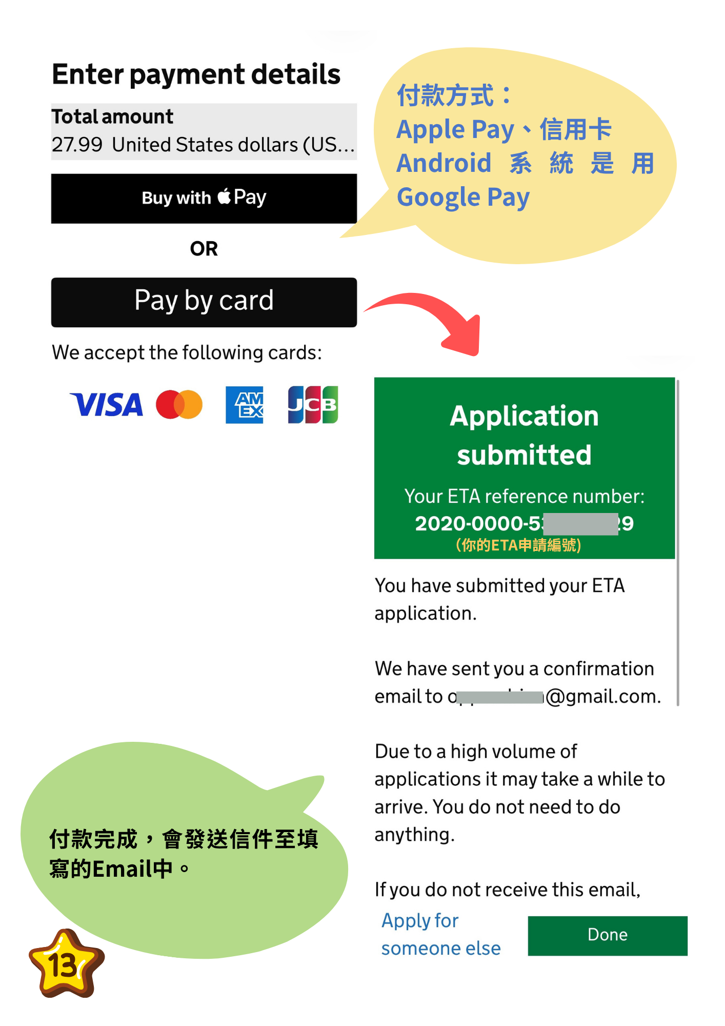 英國 UK ETA 線上付款方式：支援 Apple Pay、Google Pay 與信用卡